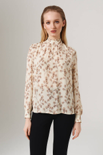23165 Блузка женская (сливочный принт)
