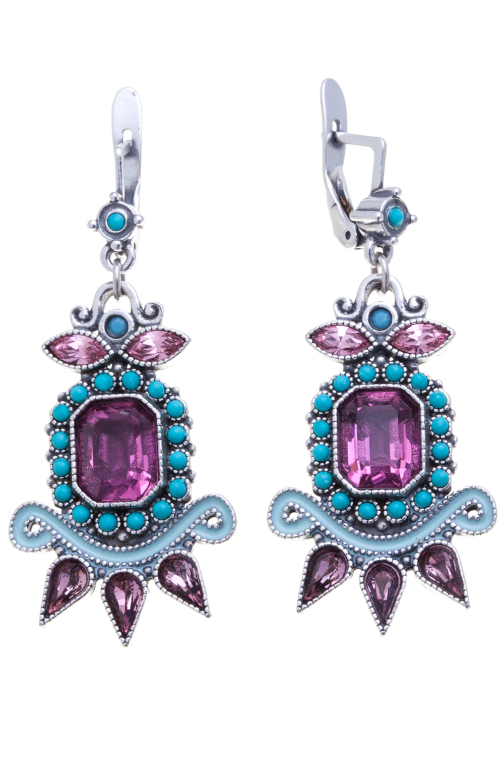 "Росес" серьги в серебряном покрытии из коллекции "Шер" от Jenavi  с английским замком