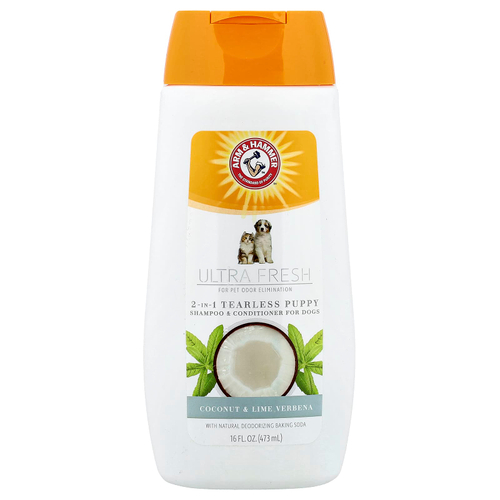 Arm & Hammer, Ultra Fresh, шампунь и кондиционер для щенков 2 в 1, для собак, с кокосом и лаймом и вербеной, 473 мл (16 жидк. Унций)