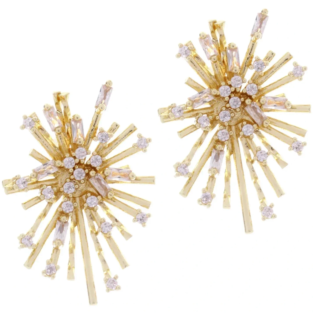 Серьги из гиппоалергенного металла со стразами «ПАЛУМНА», элли, цвет золото и серебро, 2,4*1,9см