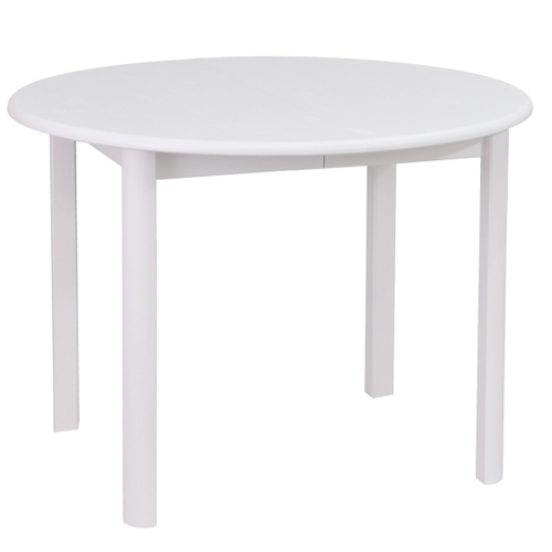 Стол обеденный раскладной 100 см Вестфалия, круглый деревянный стол из массива сосны, белый