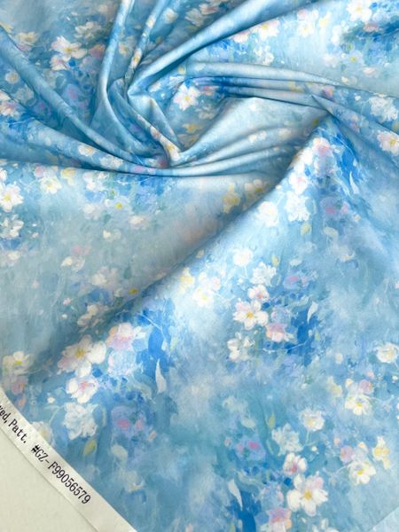 ЦВЕТОЧНЫЙ ВЕТЕР, ГОЛУБОЙ - 100% хлопок 3