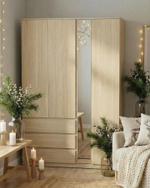Шкаф распашной Варма Стор 144 с зеркалом, 222*144*57 см, скандинавский дуб