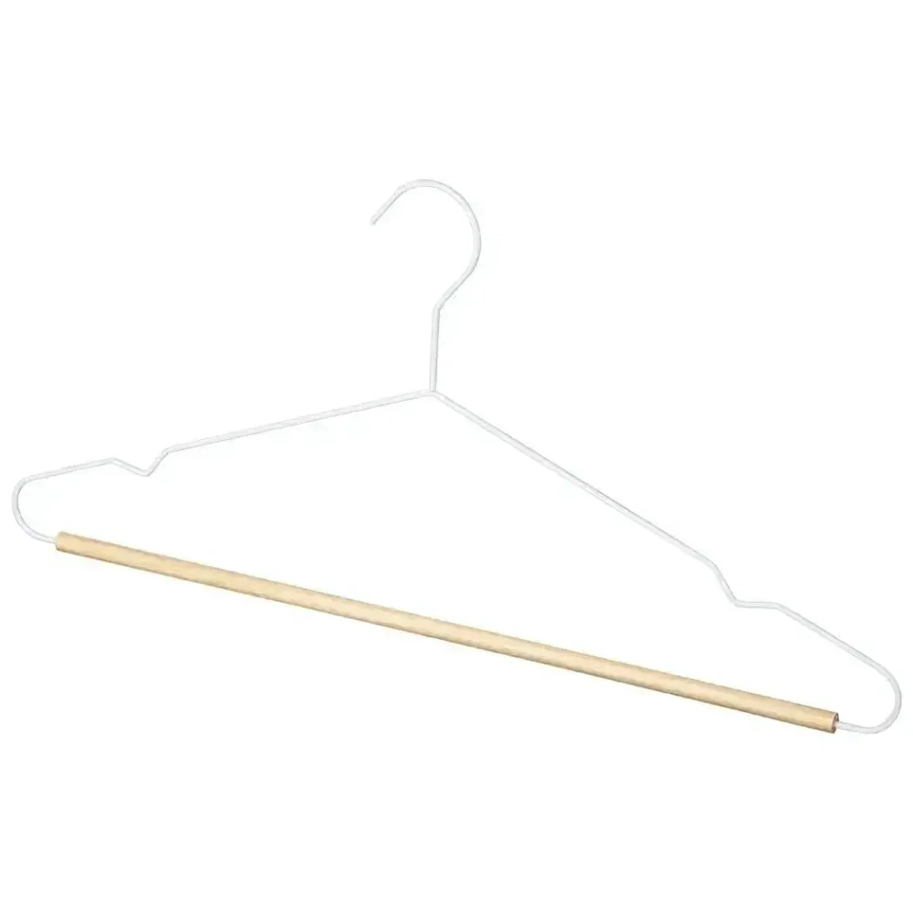 Вешалка металлическая с деревянной перекладиной Винтаж, цвет белый