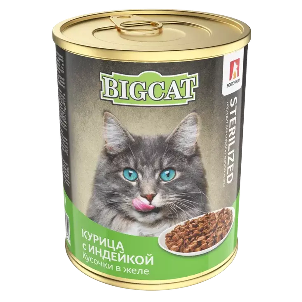 Зоогурман BIG CAT Sterilized влажный корм для стерилизованных кошек консервированный, с курицей и индейкой 350 г