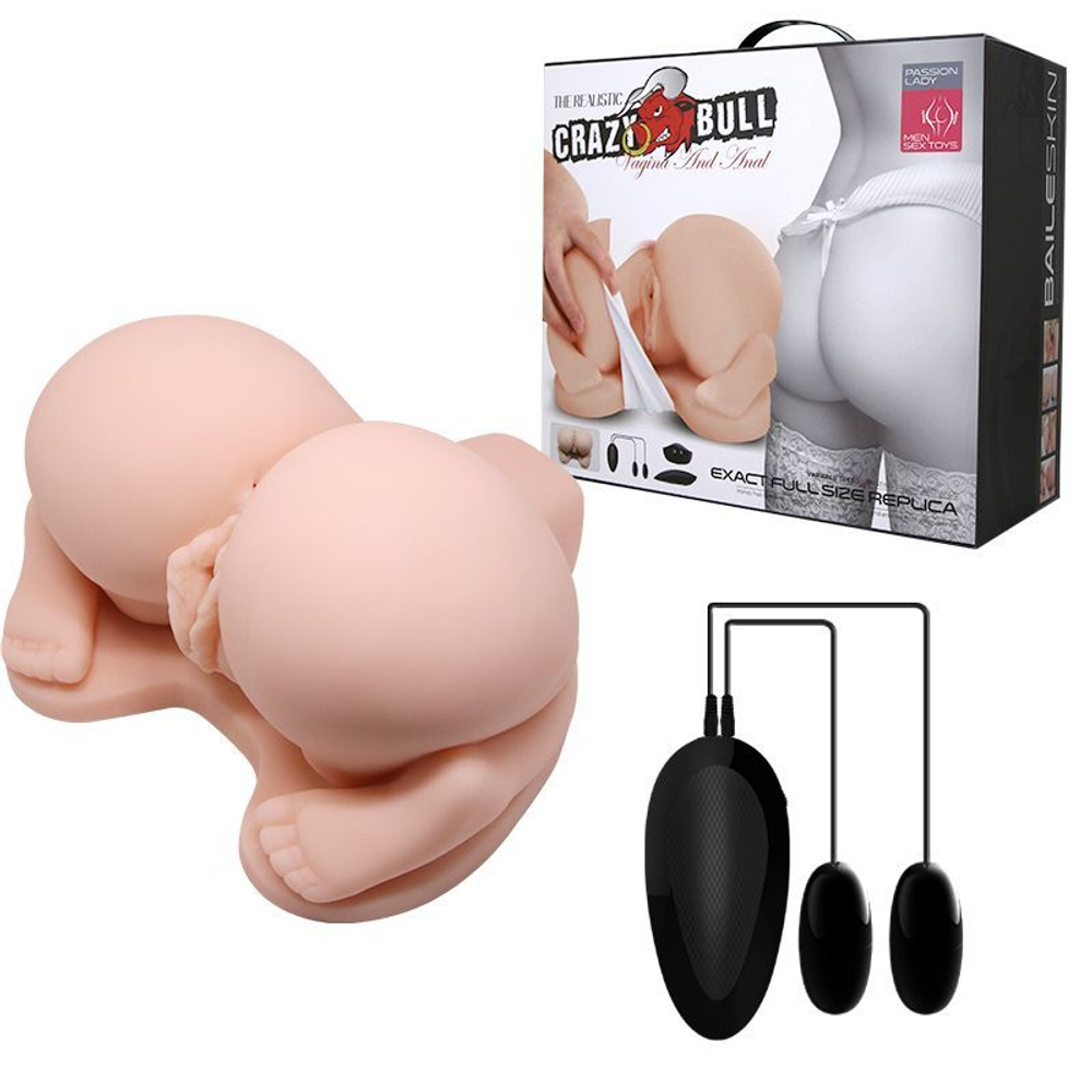 Мастурбатор Baile Crazy Bull с двумя каналами и вибрацией, 20,5 см