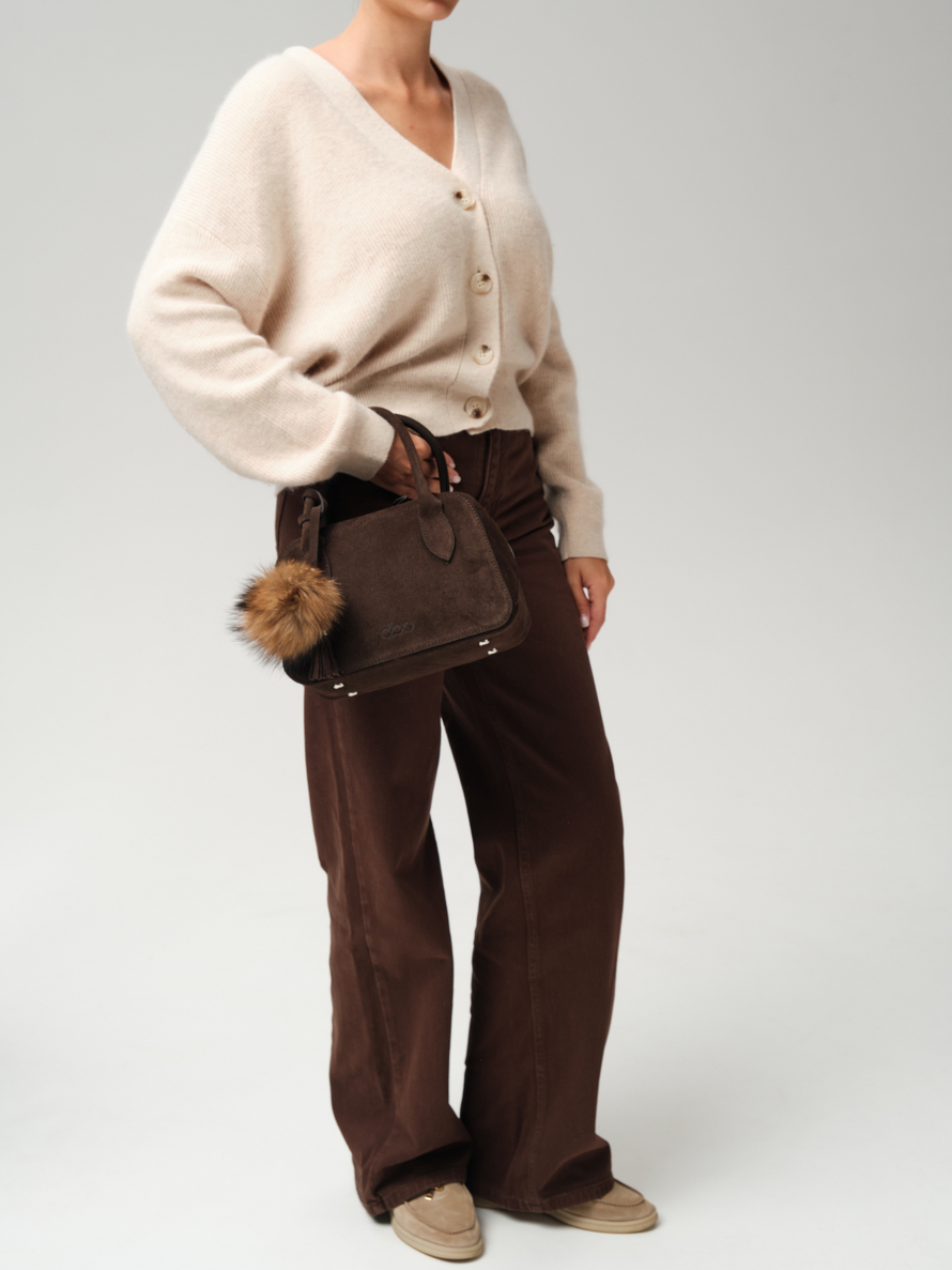 Замшевая сумка Polly DBR 31348 черный каштан