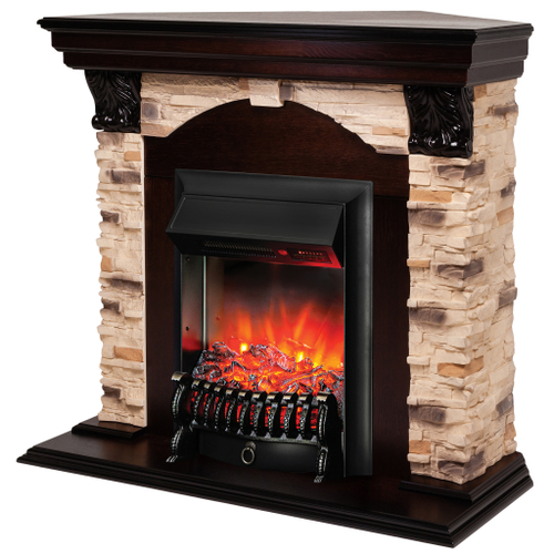 Каминокомплект Real Flame Dublin Corner Rock AO с очагом Fobos Lux Black RC (угловой)