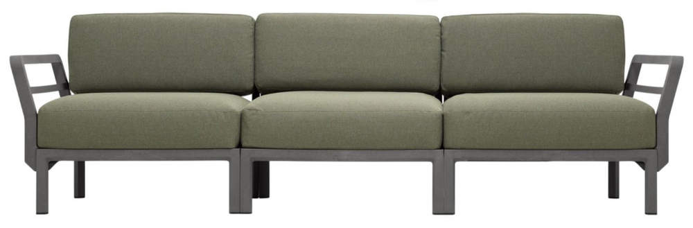 Диван пластиковый с подушками Nardi Maximo 3, базальт, тимьян