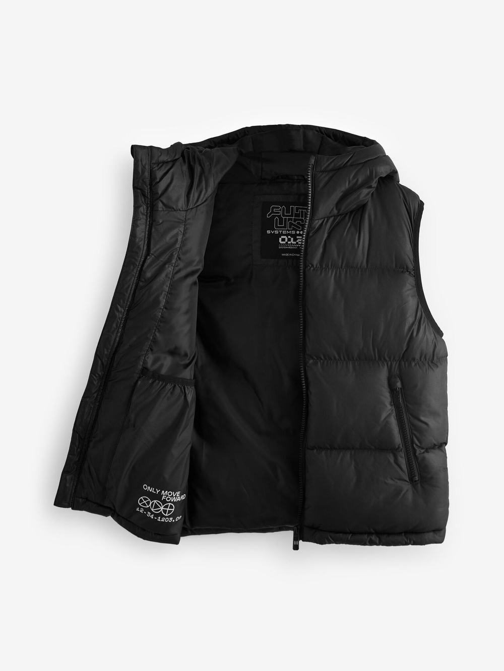 Жилет утепленный с капюшоном для мальчика Next Q96-674, Черный