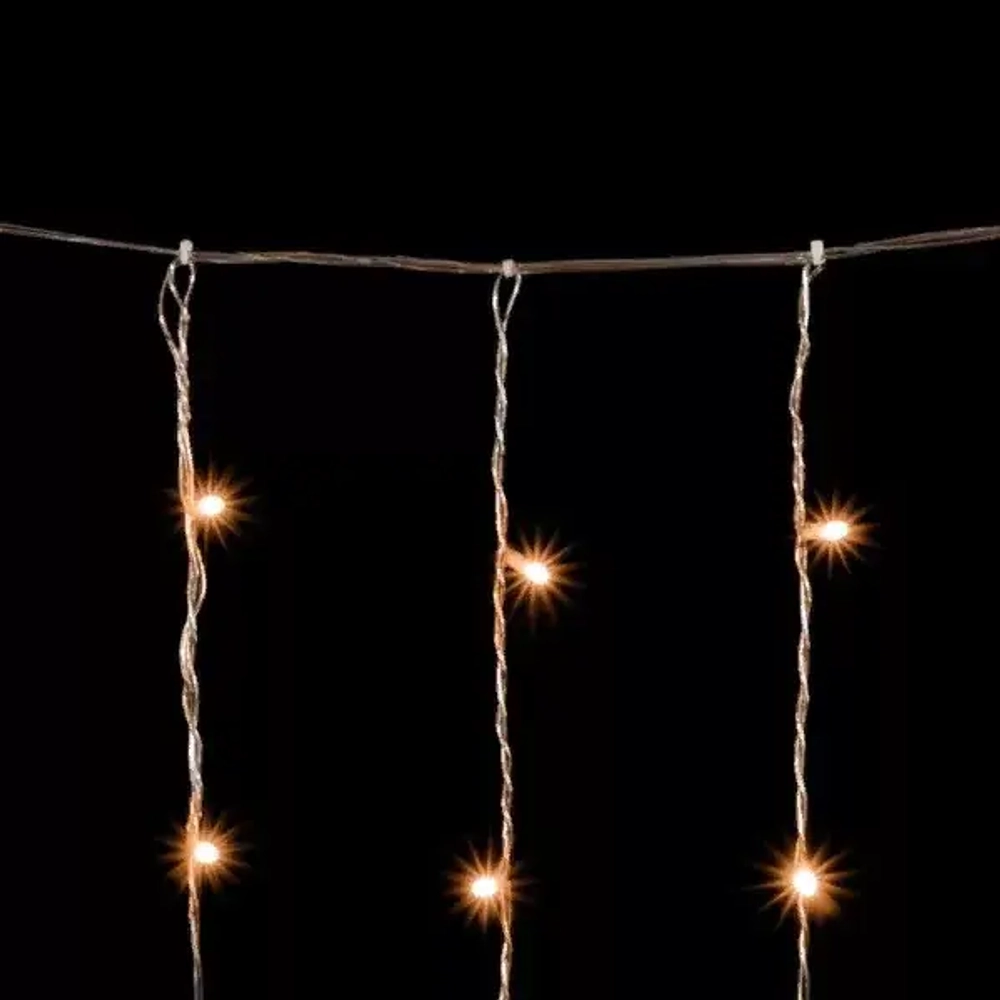 Светодиодный занавес 2*3 м., 600 теплых белых LED ламп, облегченный, прозрачный провод ПВХ, LTC (PCL600NOT-10-2WW)