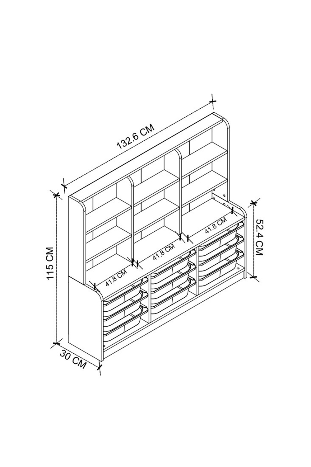 Стеллаж ALMINA с 9 выдвижными ящиками - белый