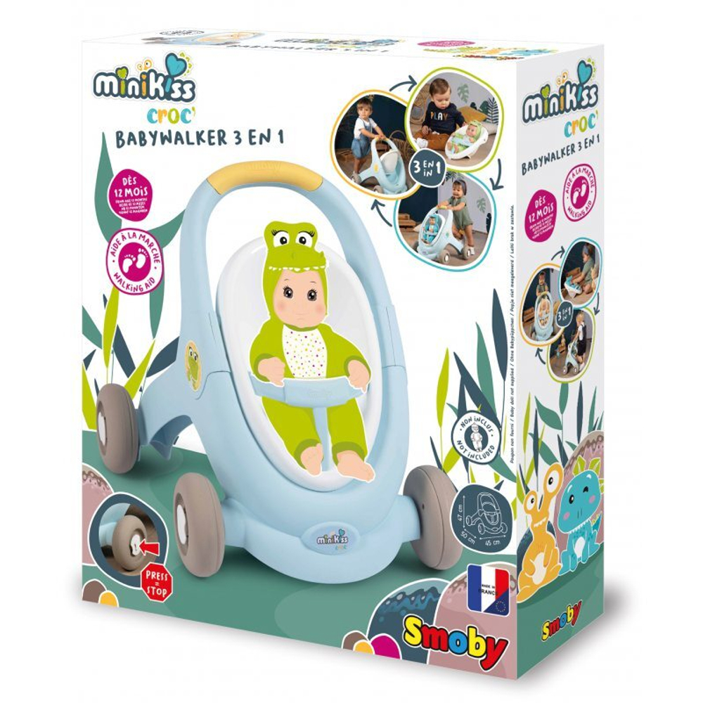 для кукол  Smoby MiniKiss  - коляска, ходунки 3в1