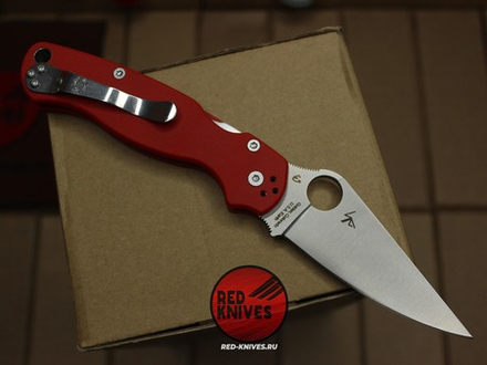 Нож Spyderco Paramilitary 2 G10 - красная рукоять, клинок сатин RK/469