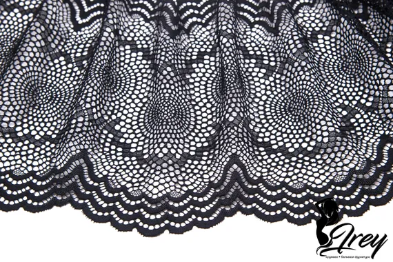 03-261 Кружево эластичное 21 см, ажур, черный 170