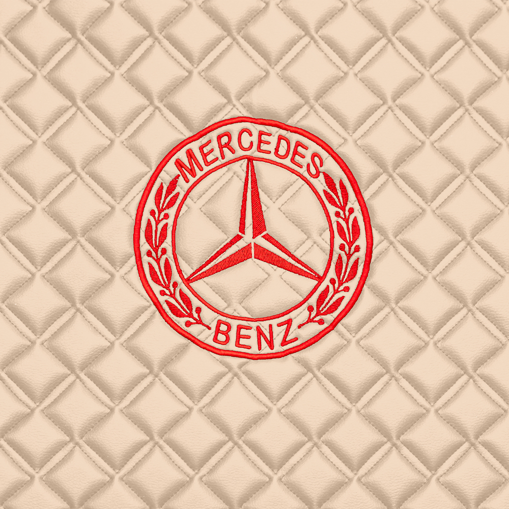 Ковры MERCEDES Actros MP3 (автомат) с шахтой (экокожа, бежевый, бежевый кант, красная вышивка)