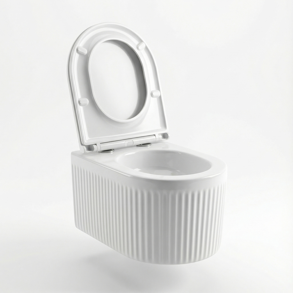 Унитаз подвесной безободковый WAVE RIFL Tornado3.0, сид. дюропласт, м/л, быстр, БЕЛЫЙ глянец (L)