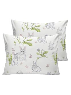 Постельное белье Сказка "Кролики" 2-спальный Наволочка 50х70 см 2 шт Простынь 240х215 см Пододеяльник 175х215 см, поплин