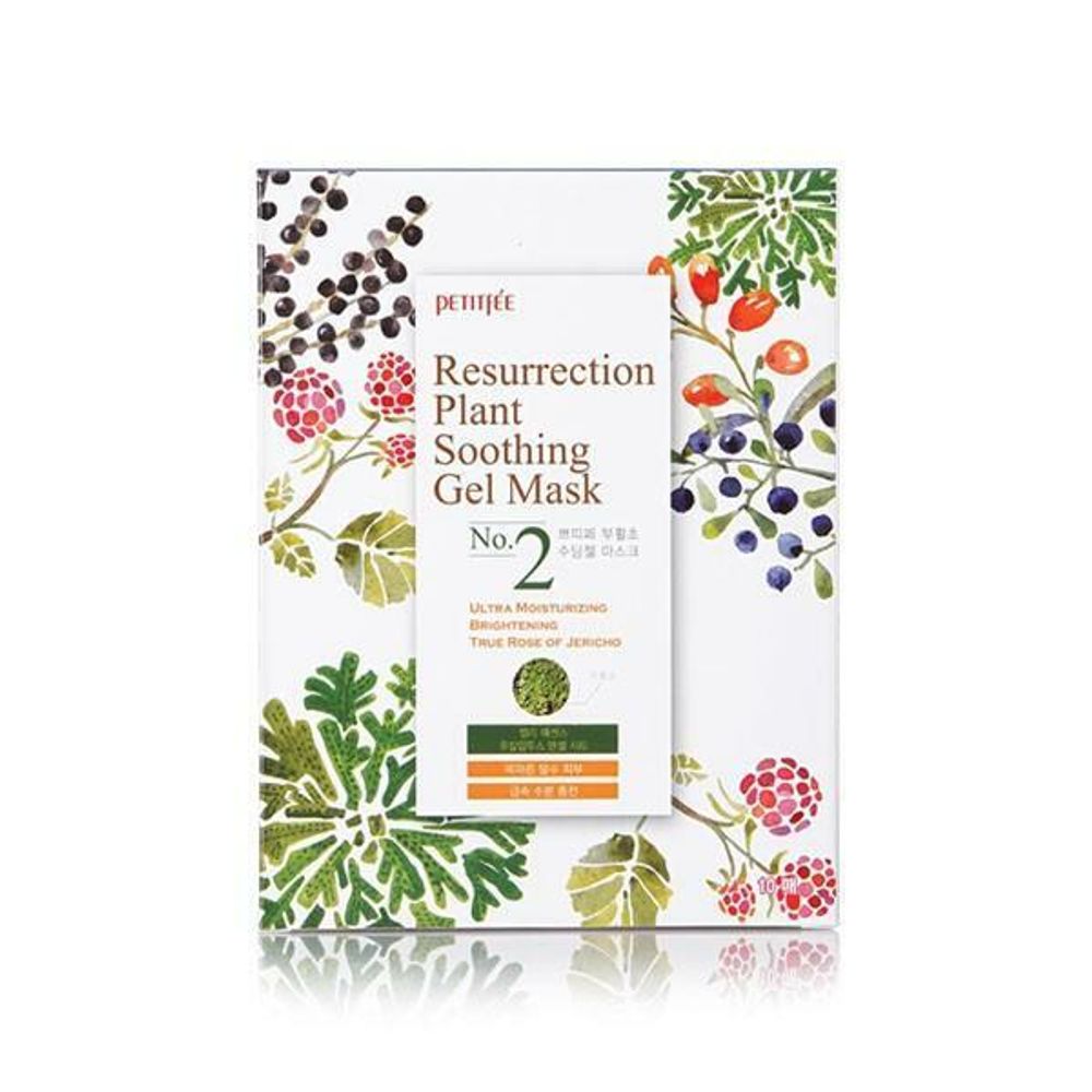 Petitfee Ressurection Plant Soothing Gel Mask Тканевая гель-маска  успокаивающая и восстанавливающая с растительными экстрактами