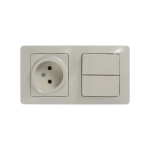 GLOSSA БЛОК: РОЗЕТКА без заземления + 2-клавишный ВЫКЛЮЧАТЕЛЬ, БЕЖЕВЫЙ