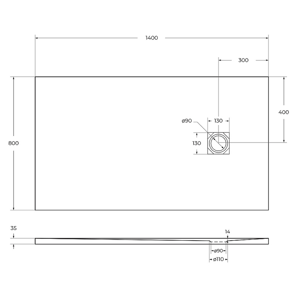 Душевой поддон из искусственного камня BelBagno Uno 140x80 TRAY-MR-UNO-AH-140/80-35-W Белый