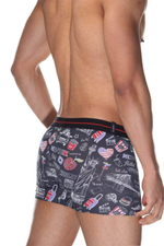 Темно-серые трусы-боксеры с принтом в виде путевых заметок (Размер: L) (Цвет: темно-серый)