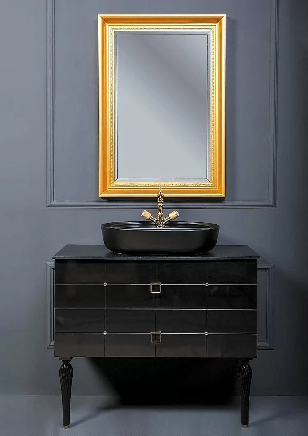 Тумба с раковиной Armadi Art Vallessi Avantgarde Piazza 100 со столешницей черный с золотом