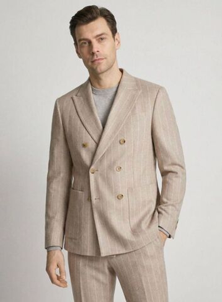Мужской костюм двубортный (бежевый) А77