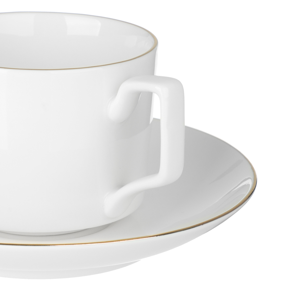 Набор чайный 2 пр., 240мл, MILLIMI, белый с золотой отводкой, фарфор