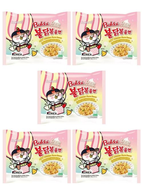 Лапша Острая курица Сливочная карбонара Samyang 140 г 5 шт