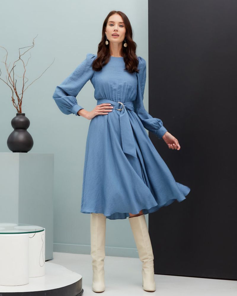 Платье АЛИНА из натурального шёлка. Цвет темно-синий