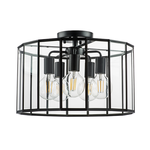 798257 Люстра GENNI 5х40W E27 ЧЕРНЫЙ МАТОВЫЙ/ПРОЗРАЧНЫЙ