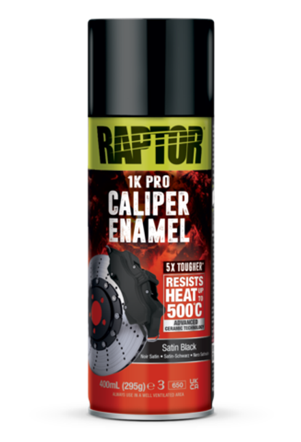 U-POL Эмаль для суппортов RAPTOR, 500°C, черная полуматовая, аэрозоль, 400мл