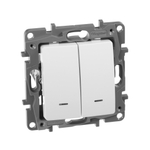 Переключатель 2х-клавишный с подсветкой/индикацией 10А 250В белый ETIKA Legrand