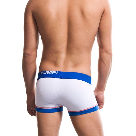 Мужские трусы боксеры белые с синей окантовкой PUMP! Baseball