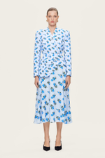 Голубая юбка-миди с цветочным принтом "Фелиция"