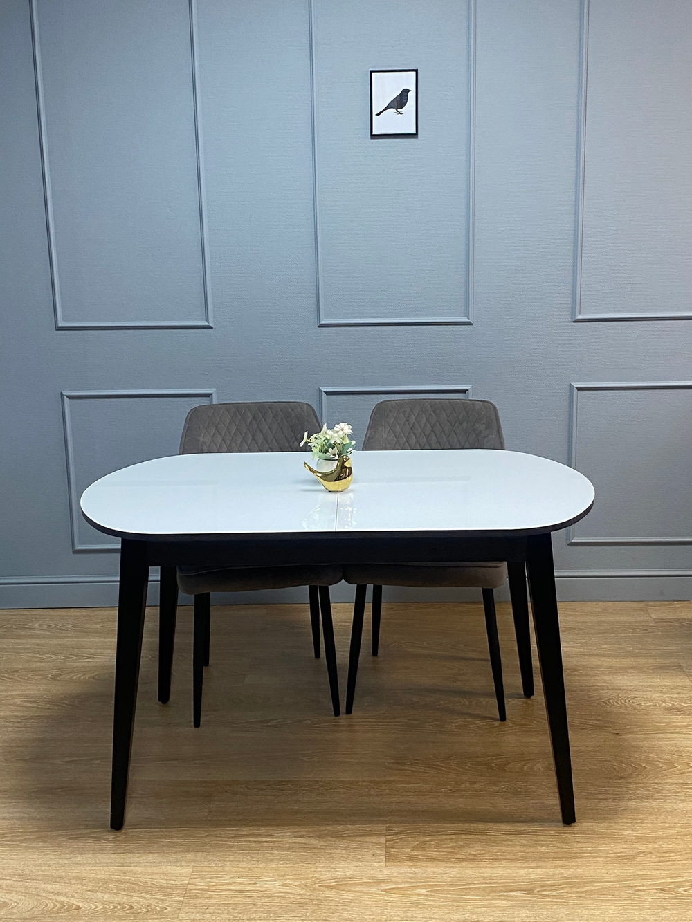Стол обеденный, кухонный раздвижной KENNER 1300 М венге/стекло белое глянец