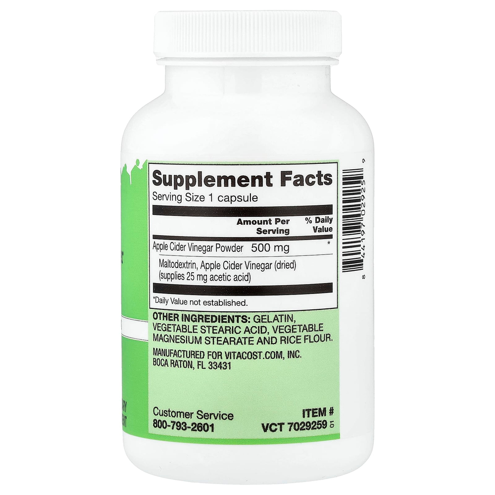 Vitacost, Apple Cider Vinegar Powder, 500 mg, 180 Capsules