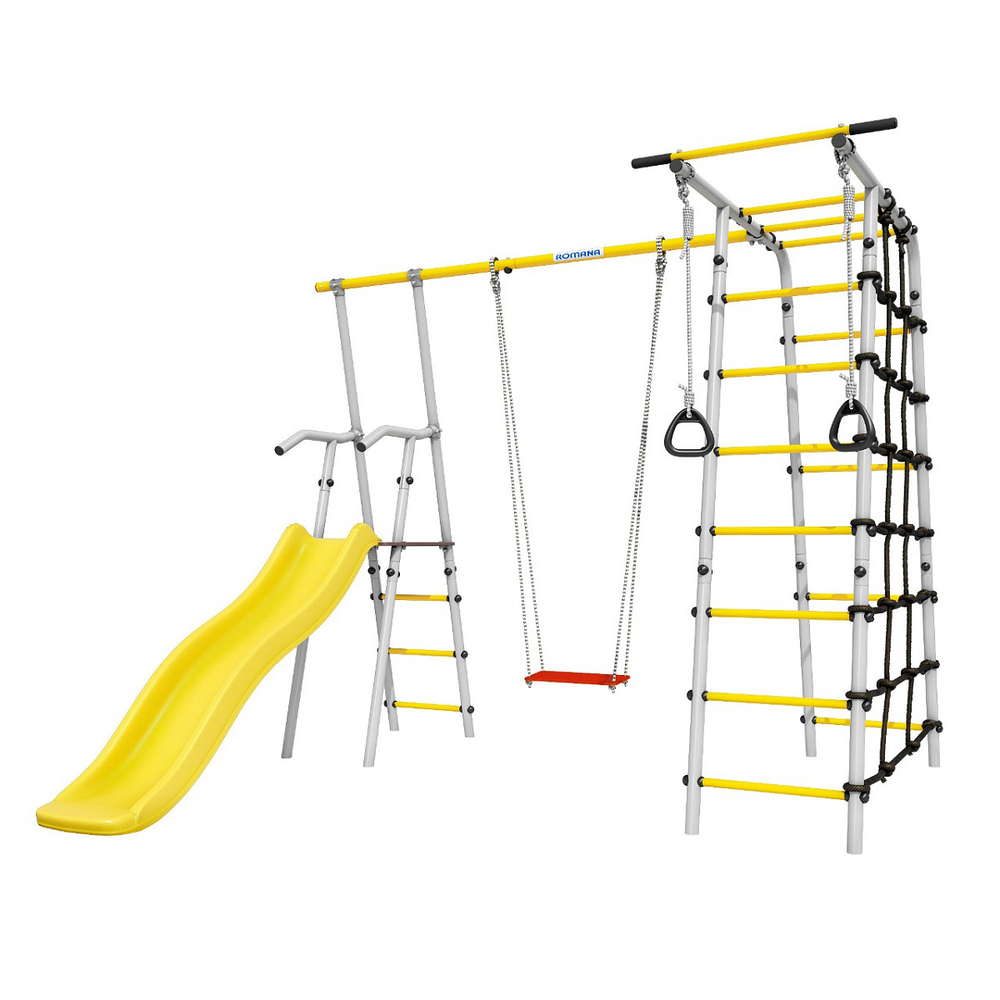 Детский спортивный комплекс для дачи ROMANA Богатырь (желтый/серый)