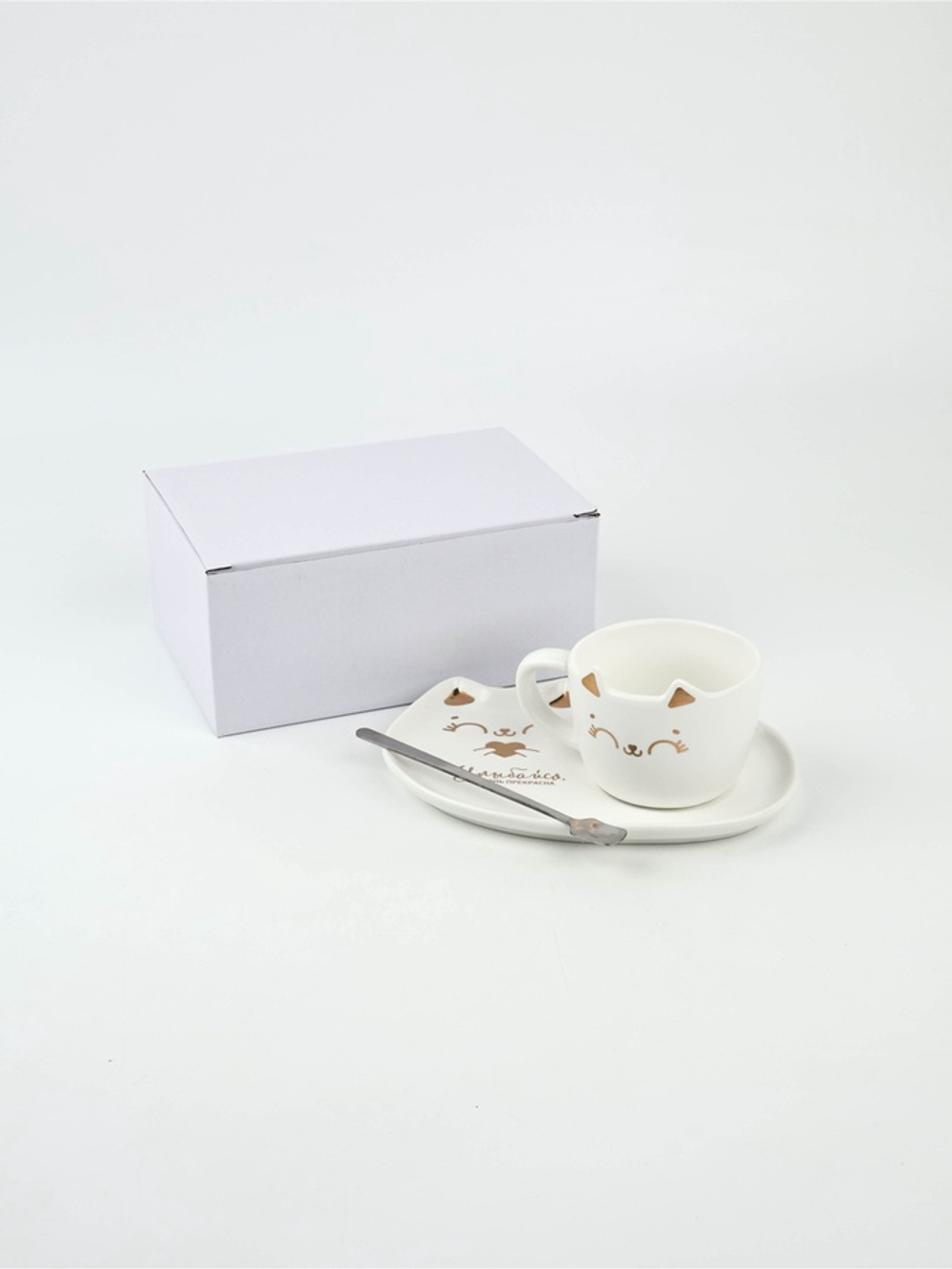 Чайная пара «Улыбайся»: кружка 200 мл, блюдце 18×11 см, ложка