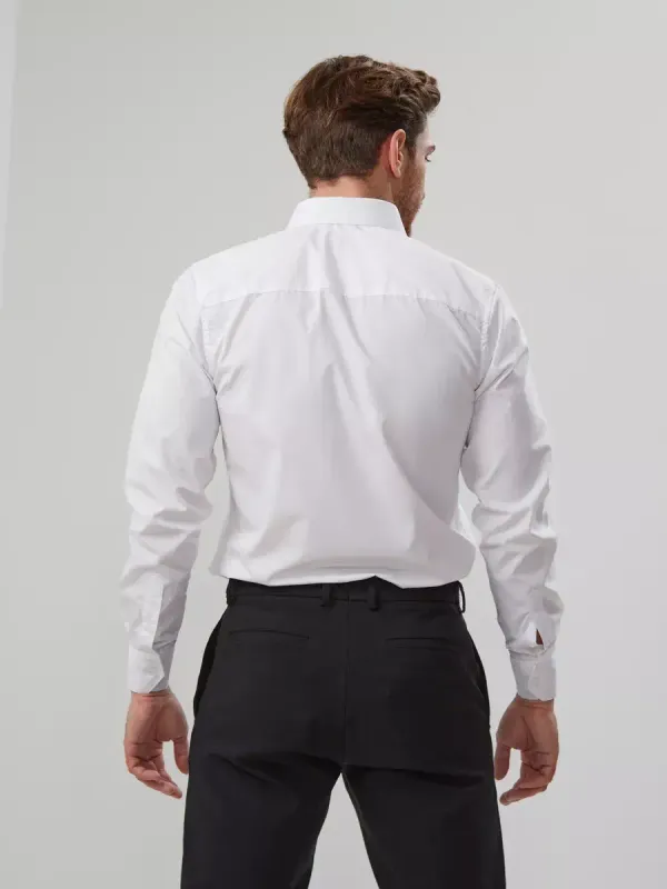 Рубашка на невысокий рост LOW SLIM FIT с длинным рукавом, белая