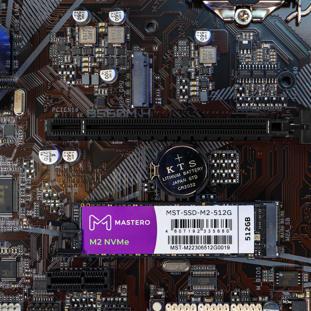 SSD Mastero 512Гб, M.2 2280, NVMe, Retail, TLC, PCIe3.0, Чтение:3300мб/с, Запись:2700мб/с (MST-SSD-M2-512G)