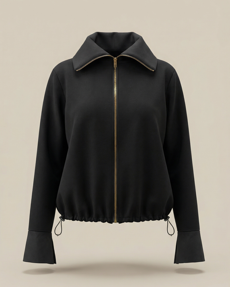 Джемпер свободного силуэта с акцентными рукавами из Джерси