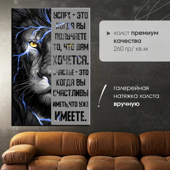 Постер "Неоновый лев. Мотивация"