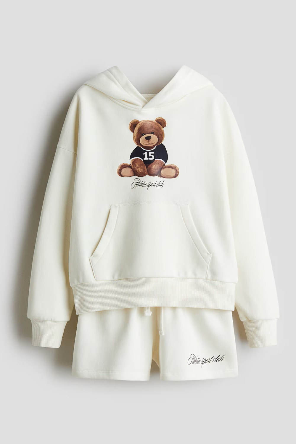 H&M Комплект из толстовки и шортов, кремовый