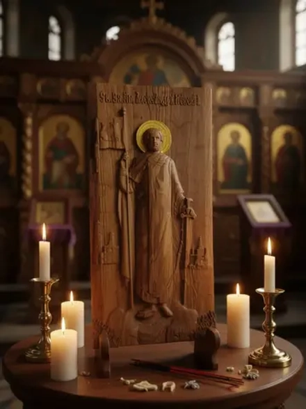 Освященная Икона Св. князя Александра Невского14х28 см дуб