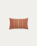 Чехол для подушки из льна Sairu оранжевого цвета с вышивкой из джута 30 x 50 см