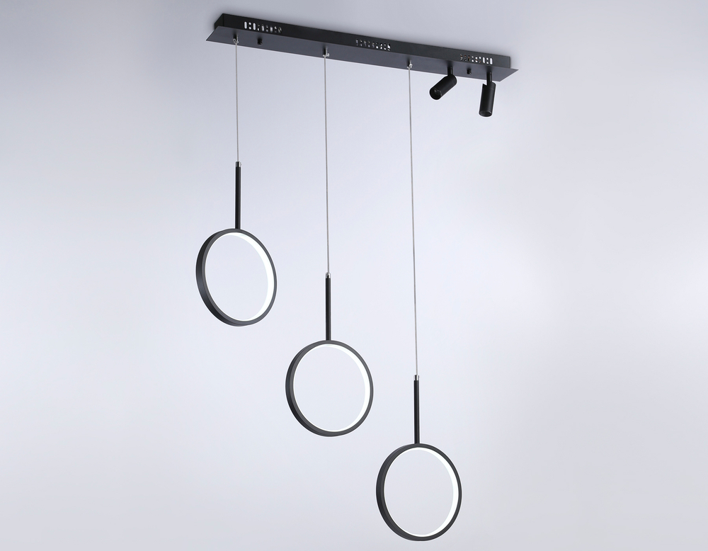 Светильник светодиодный подвесной с пультом FL5278/3+2 BK черный 59W 3000K/4200K/6400K+4200K 800*20*1200 (ПДУ ИК)