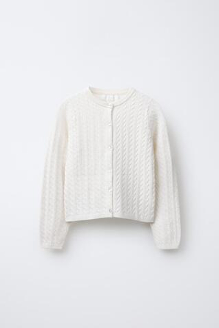 ZARA КАРДИГАН С УЗОРОМ «КОСЫ», ЭКРЮ