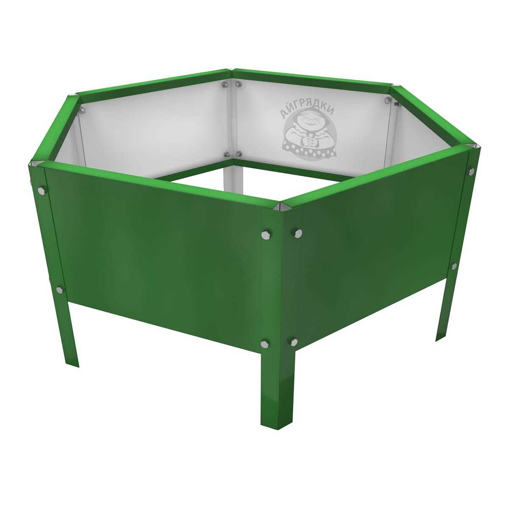 Клумба многоугольная оцинкованная с ножками 1 ярус RAL 6002 Зеленая листва